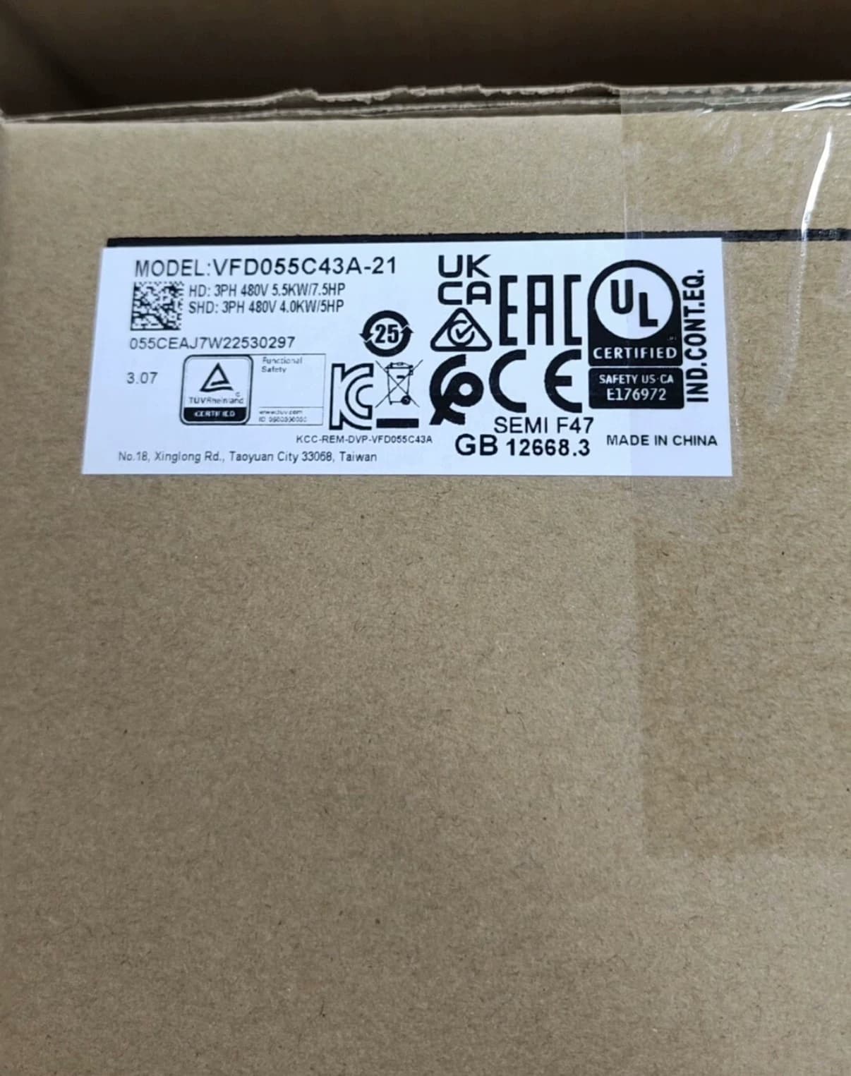 Convertisseur de fréquence Delta VFD055C43A-21, 100% neuf, original et authentique, servomoteur d'entraînement