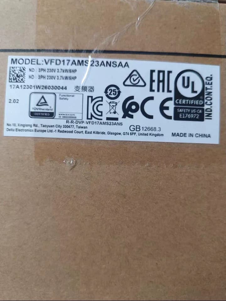 Delta VFD17AMS23ANSAA 3,7 kw, convertisseur de fréquence triphasé 100% V, original et authentique, servomoteur d'entraînement, 220 neuf