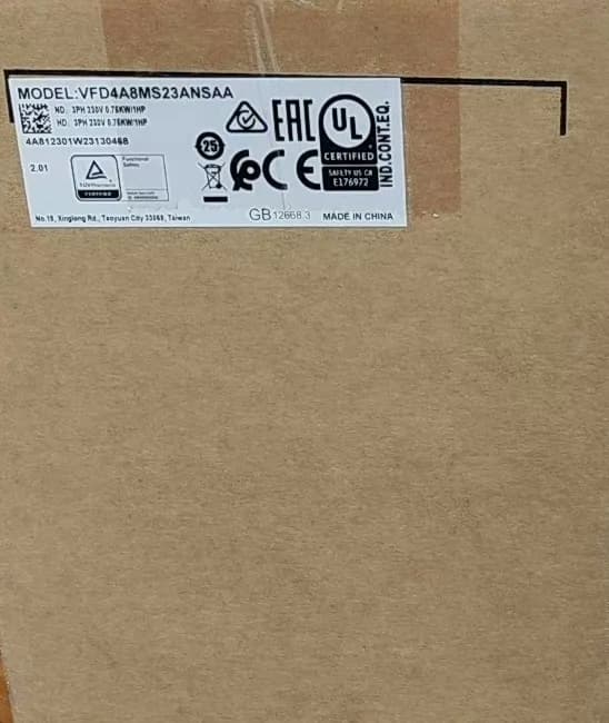 100% tout nouveau original et authentique Delta VFD4A8MS23ANSAA 0.75KW triphasé 220V convertisseurs de fréquence entraînement servomoteur