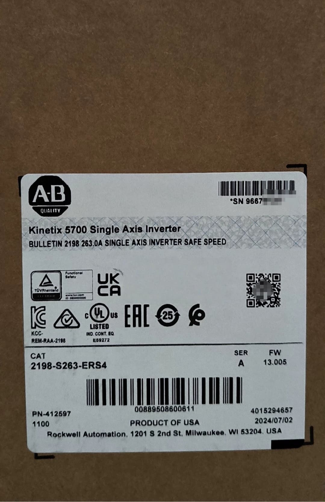 2198-S263-ERS4 servo Kinetix 5700, neuf et authentique