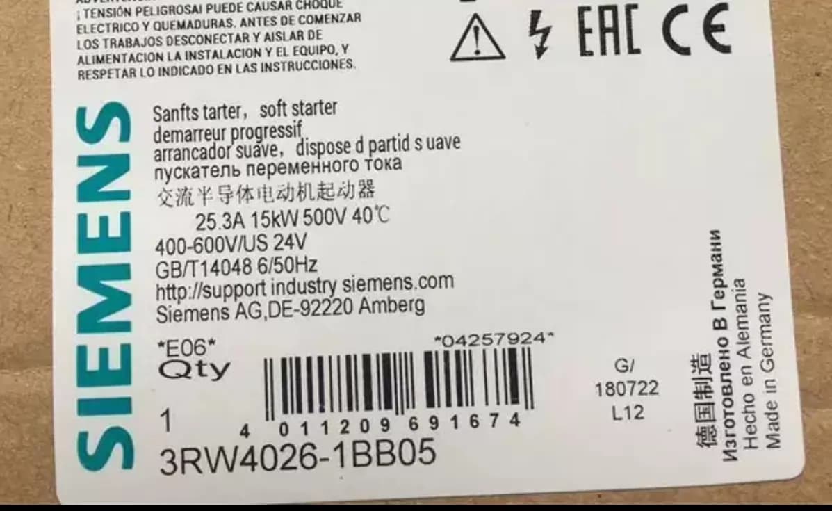 Démarreur progressif SIRIUS 3RW4026-1BB05 tout neuf, authentique et directement fabriqué en usine