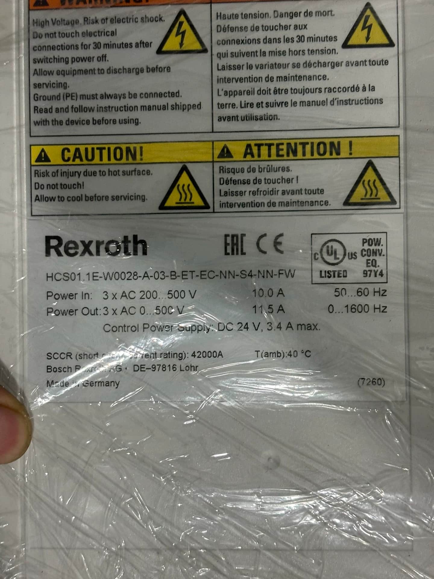 Tout nouveau servomoteur Bosch Rexroth d'origine HCS01.1E-W0028-A-03-B-ET-EC-NN-S4-NN-FW servomoteur expédition rapide